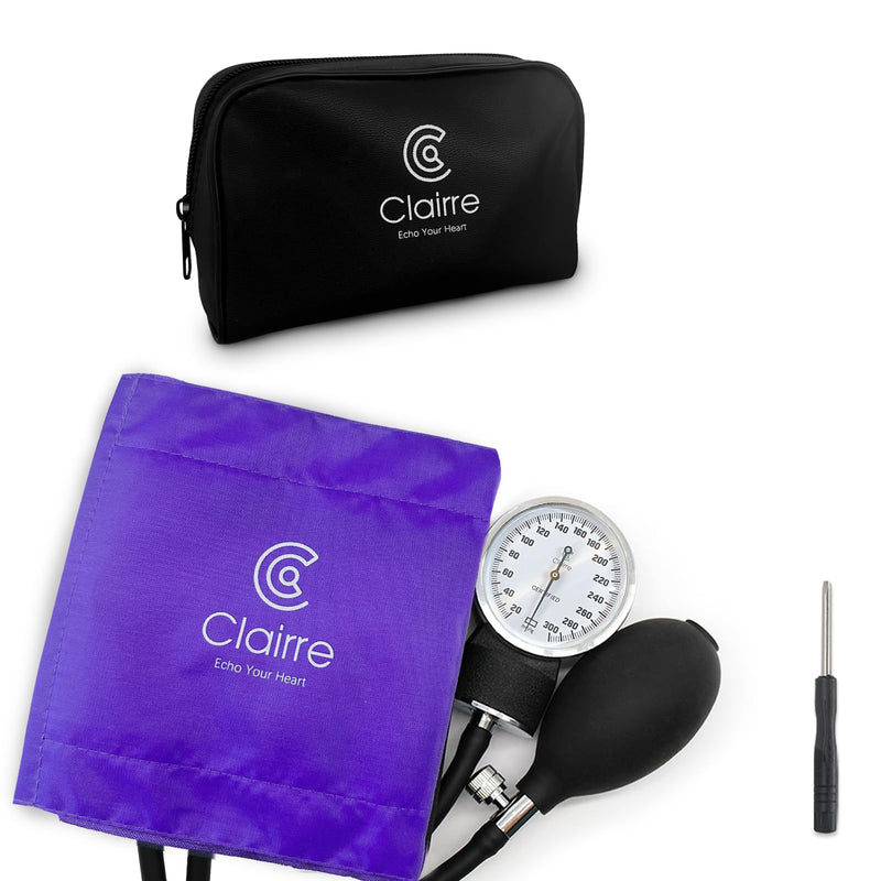 [Australia - AusPower] - Manual Blood Pressure Cuff with Carrying Bag, Aneroid Sphygmomanometer for Home Use & Medical BP Monitoring, Universial Adult Size, Small Screwdriver Includes, Purple Without Stethoscope 