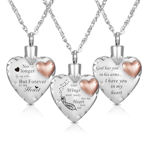 Decor Urns Heart Urn Necklace Ashes Cremation Jewelry for Women Men Keepsake Pendant Memorial Ash Locket Holder 3pcs memorial necklace