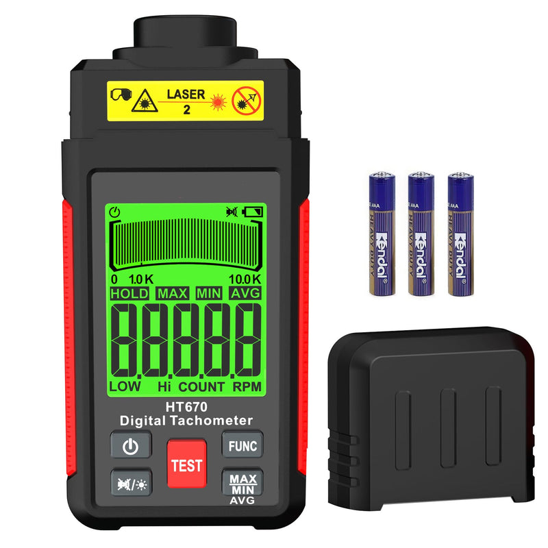 [Australia - AusPower] - Digital Tachometer Non-Contact RPM Meter (10-99999 RPM), High Accuracy Laser Digital Tachometer Tester with Reflective Tape, Backlit LCD, Data Hold & MAX/MIN/AVG Functions 