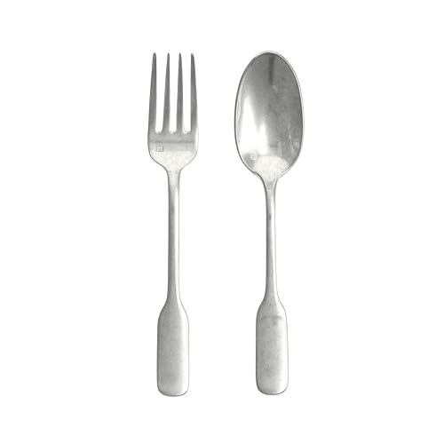 Fortessa Ashton 18/10 Stainless Steel, 2 Piece Serving Set, Antiqued Silver Antique Silver