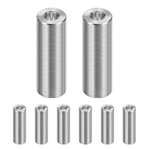M METERXITY 8-piece M6 304 stainless steel spacers, 6mm ID x 14mm OD x 40mm length, silver round bushings