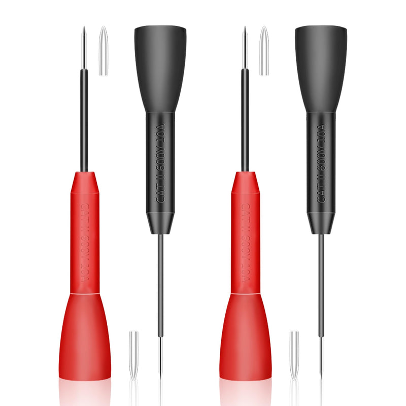 [Australia - AusPower] - 4 Pcs Needle Probes, Probe Back Probe Kits, Wire Puncture Probe Insulated Back Probe Non Destructive Pinning, Needle Micro Pin Stainless Steel Tipped Tip for Banana Socket Tester (0.7mm 1mm) 0.7mm 1mm 