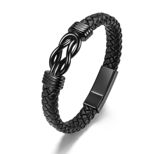 SOITIS Leather Cremation Bracelet for Ashes - Memorial Keepsake Urn Bangle for Men Women - Stainless Steel Memorial Jewelry for Loved Ones, Cremation Jewelry for Ashes Black
