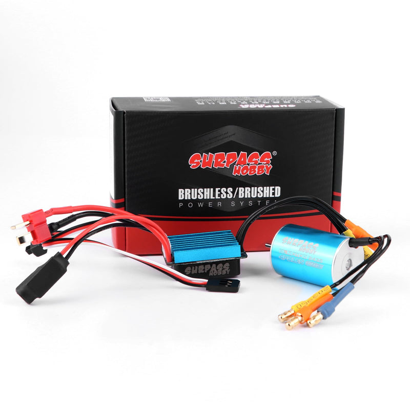 Surpass Hobby 2435 4800KV Brushless Motor and 25A ESC Electric Speed Controller Combo Upgrades for 1/16 1/18 RC Truck LaTrax Teton Desert Prerunner Rally SST Wltoys A959 (Blue)