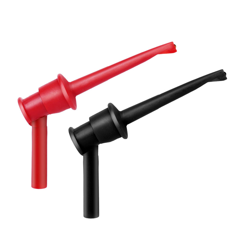[Australia - AusPower] - 2Pcs Mini Grabber Test Clip with 2mm/4mm Banana Jack, Multimeter Test Lead Hooks Clips Push on Test Probe Electronic Testing IC Grabber (4mm Banana Plug) 4mm Banana Plug 