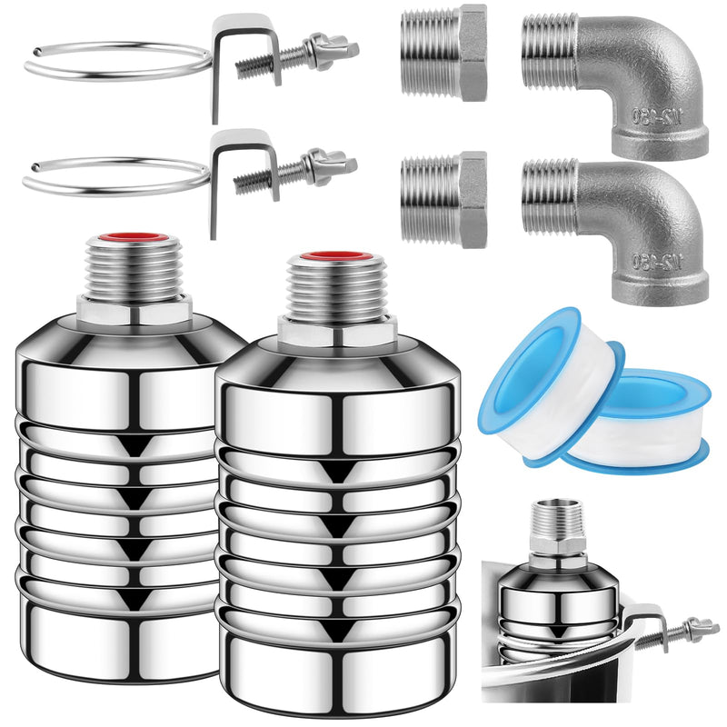 [Australia - AusPower] - 2Pcs Water Float Valve for Water Tank, Aquapulse Automatic Water System, Fully Automatic Water Shut Off Valve, 1/2'' to 3/4'' 304 Stainless Steel Float Valve for Water Tower, Pool, Livestock Troughs. 2Pcs 