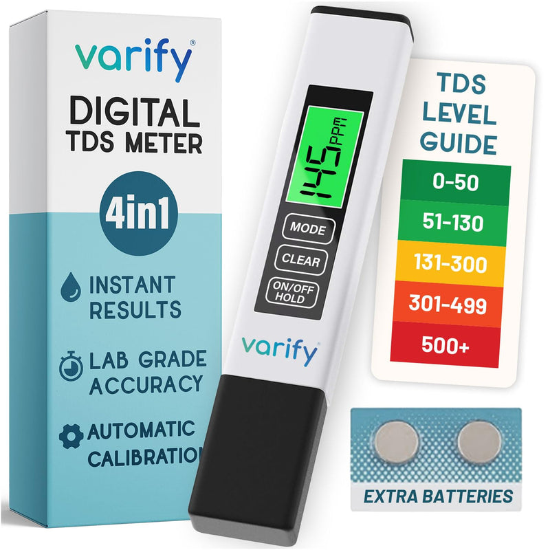 [Australia - AusPower] - Instant 4-in-1 TDS Meter Digital Water Tester for Drinking Water | Accurate 0–9990 PPM EC & Temp Readings | Ideal for RO Systems, Aquariums, Pools – Built for Professionals, Easy for Anyone 1 Pack 