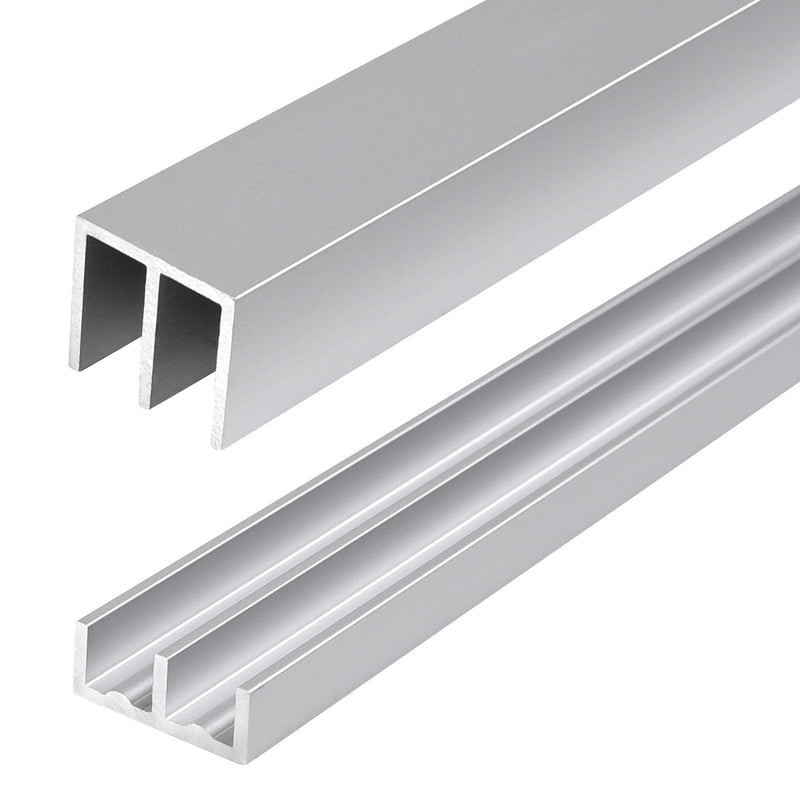 Metal Sliding Door Track Set for 1/4" Thick Panels Glass Cabinet Door Window Sliding Track, Size 36 x 0.79 inches (Silver) 36in-1set Silver