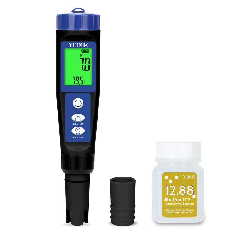 pH Salt Meter Salinity pH Tester for Saltwater Pool 6 in 1 pH Salt EC TDS ORP Temp Test Kit Pool pH ORP Monitor Hydroponic pH Conductivity PPM Reader YINMIK Salt Checker for Aquarium Koi Pond