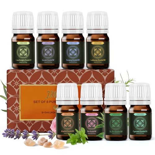 Essential Oils Set for Sauna, Meditation & Diffusers, 8 x 5 ml