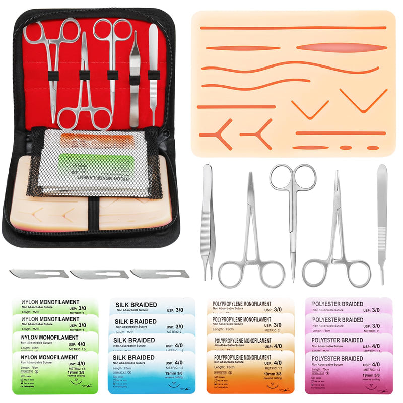[Australia - AusPower] - Suture Practice Kit for Medical Students - Suturing Kit Suture Pad with Pre-Cut Wounds, Suturing Threads & Tools, Perfect for Practice and Demonstration, Supplies for Med Dental Vet Students 