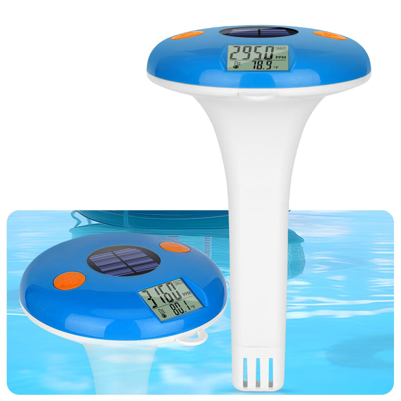 [Australia - AusPower] - Pool Salt Tester | Floating Salinity Meter - Salt Test for Saltwater Pool, Digital Temperature Salinity Level Tester, YINMIK Pool Thermometer with Solar Rechargeable | IPX8 Waterproof 
