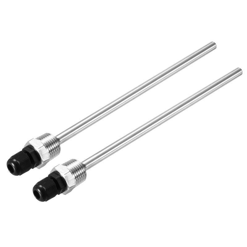 [Australia - AusPower] - uxcell 2 Pcs 8mm Dia G1/2 Thermowell Weldless Stainless Steel 304 with Cable Gland 200mm Length for Beer Fermenter,Black Black 