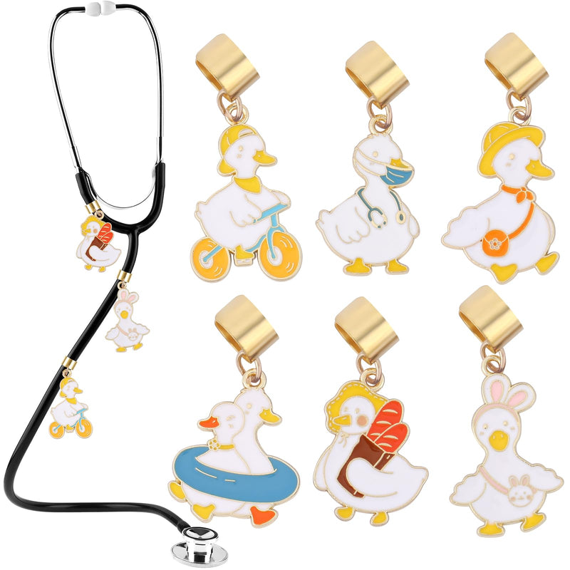 [Australia - AusPower] - Cute Ducks Stethoscope Charm for Nurse - 6 Pcs Nurse Duck Pendants Charm for Stethoscope Decoration Accessories, Gift for Doctor Nurses Nursing Students, Medical Assistant 01Nurse Duck 