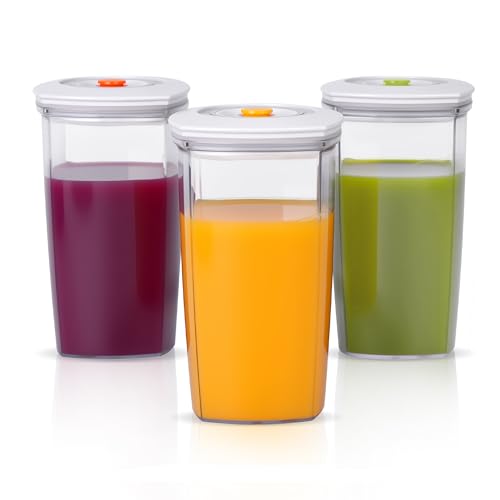 Vacuum Seal Juice Cups, Portable Leak Proof Drinking Storage Containers for Juice, Milk, Boba, Smoothie, Tea, Kombucha, 750ml (750mlx3) 750mlx3
