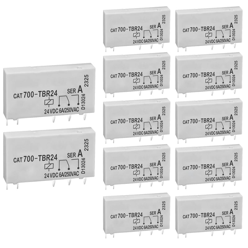 700-TBR24 Relay (Pack of 12) - 6A 250VAC 24VDC 5Pins Power Relay for Allen-Bradley CAT700-TBR24