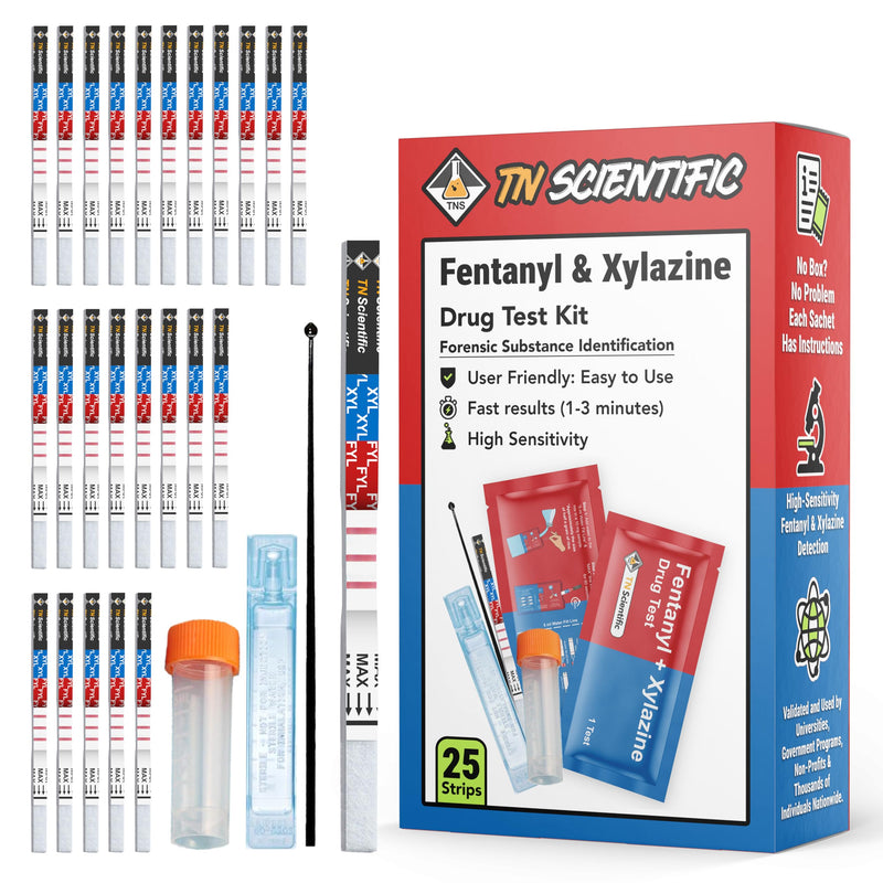 [Australia - AusPower] - Fentanyl & Xylazine Drug Test Strip [25 Pack] - Powder, Liquid, & Urinalysis Testing Forensic Kit 
