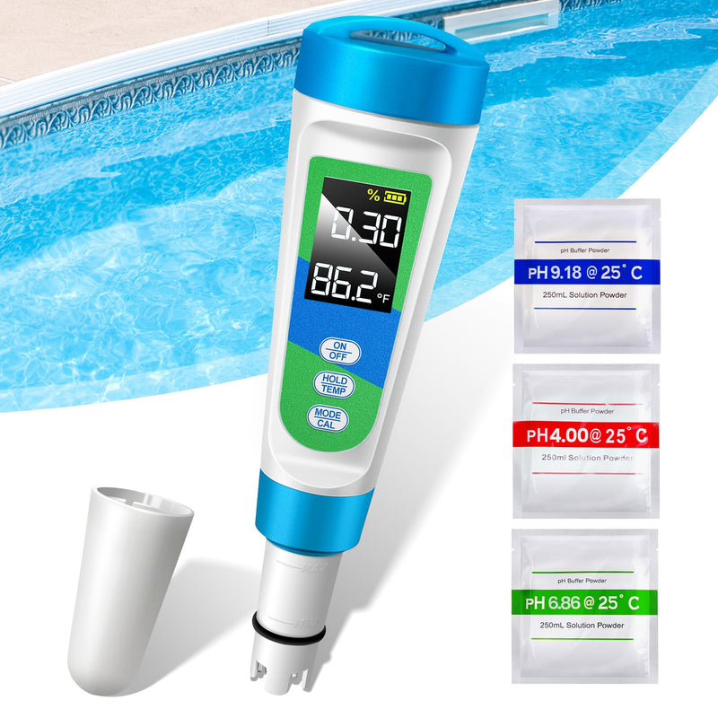 [Australia - AusPower] - KingSom Pool Salt Tester,Digital Salt Water Pool Tester & PH Tester for Aquarium,High Accuracy Digital Salinity Tester,5 in 1 Salinity PH Temp EC TDS Meter,Pool Water Tester for Swimming Pool Hot Tub 