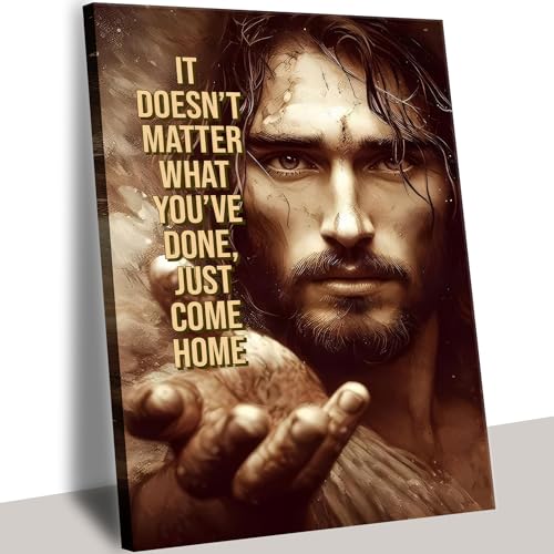 Jesus Christ Wall Art Modern inspiring spiritual Religious Canvas Jesus Painting Picture Wall Decor Motivational Bible Poster Print for Bedroom Church Living Room Home Decoration(16X24 in Canvas) Jesus03 16"L x 24"W