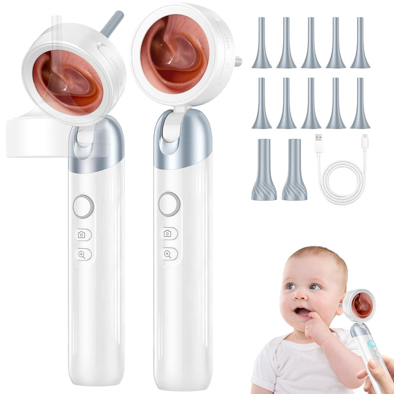 [Australia - AusPower] - Professional HD Ear Camera Kit - 1080P Rotating Screen Ear Viewer with 4 LED Lights, 12 Silicone Tips & PC Connection | Portable Home Ear Inspection Tool for Family, Pets & Nursing Students 