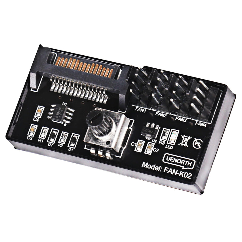 [Australia - AusPower] - 4-Pin PWM Fan Controller Hub - 12V PC Chassis Fan Speed Knob Adapter with SATA Power, 60W Output & 3M Tape for 4 Fans (Case Fan Hub/PWM Cooling Controller) 