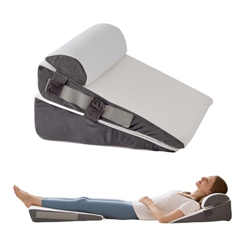 3Pcs Wedge Pillow Set for After Surgery,Acid Reflux Relief, Adjustable Bed Wedge Pillows for Sleeping,Anti Snore, Memory Foam Triangle Pillow for Back&Neck&Shoulder Pain Relief, White&Grey White/Grey 12 IN+1 Head pillow