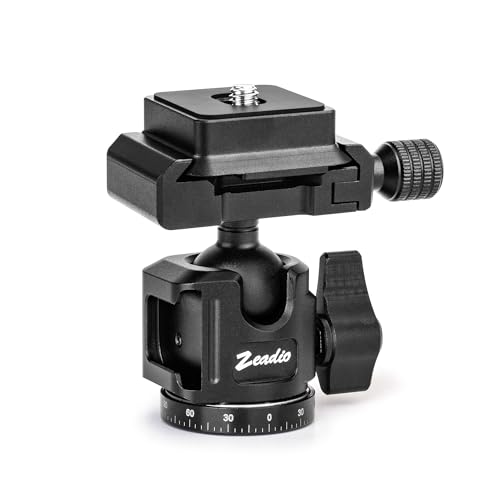 Zeadio Mini Ball Head, All Metal 360° Rotatable Panoramic Tripod Head with Arca Swiss Quick Release Plate, Compact Camera Mount for DSLR Cameras, Monopod, Tripod, Vlogging etc Arca Version