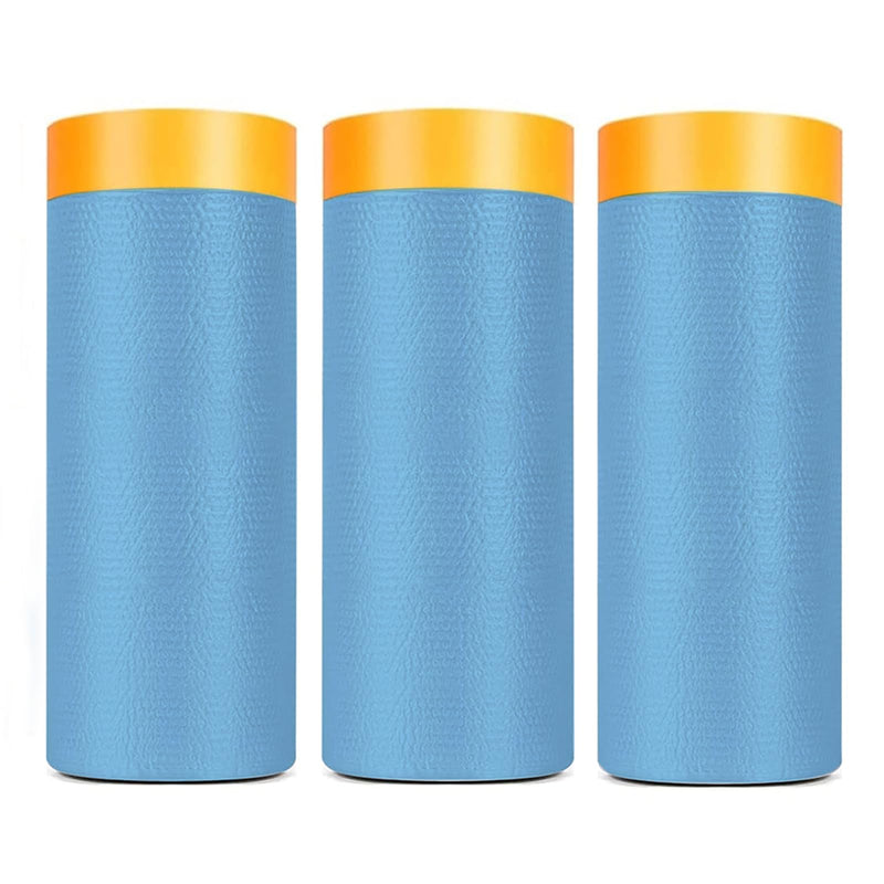 Painters Plastic With Tape,Tape and Drape, Automotive Pre-Taped Masking Film | 3 Rolls | Self-Adhesive Painting Drop Film | Plastic Dust Sheets for Decorating, Cars Painting| 60 in x 65 feet