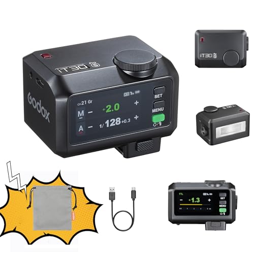 GODOX IT30Pro TTL Mini Camera Flash Light,Full-Color Touchscreen,HSS 1/8000 Second,2.4GHz X System,Built-in Diffuser and Battery IT30PRO-C (for Canon) IT30PRO-Canon