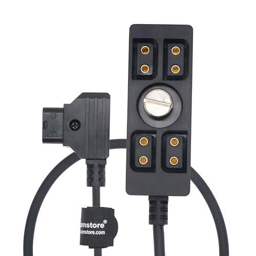 Multicolor D-tap to 4 Port P-tap D tap Splitter Cable 1/4" Screw for Photography Power, Ptap Dtap Fourway Splitter Receptacle 50cm/20in with 1/4"-20 screw