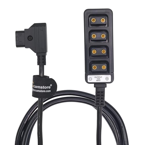 D-tap Splitter Cable D-tap Male to 4 Port Dtap Female Power Adapter for V-Mount Camera Battery P-tap Power Hub 70cm/28in