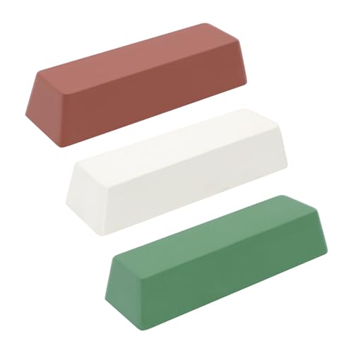 QZATTCAEN 3-piece buffing polishing compound kit with green fine, white medium, and red coarse bars