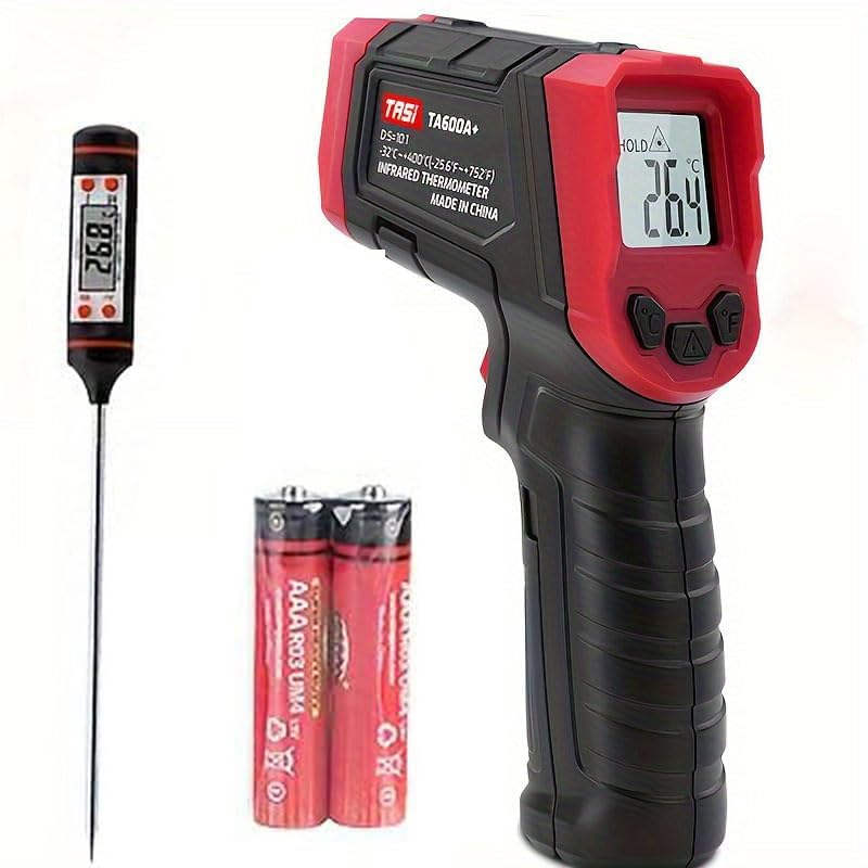 [Australia - AusPower] - Infrared Thermometer, Digital Laser Temperature Meter -37°F~1022°F (-32°C~550°C) IR Temperature Gun (Not for Humans) Ideal for Cooking, Frying, Kitchen, Barbecue, Meat, Sugar, Freezer Red-32°C~550°C 