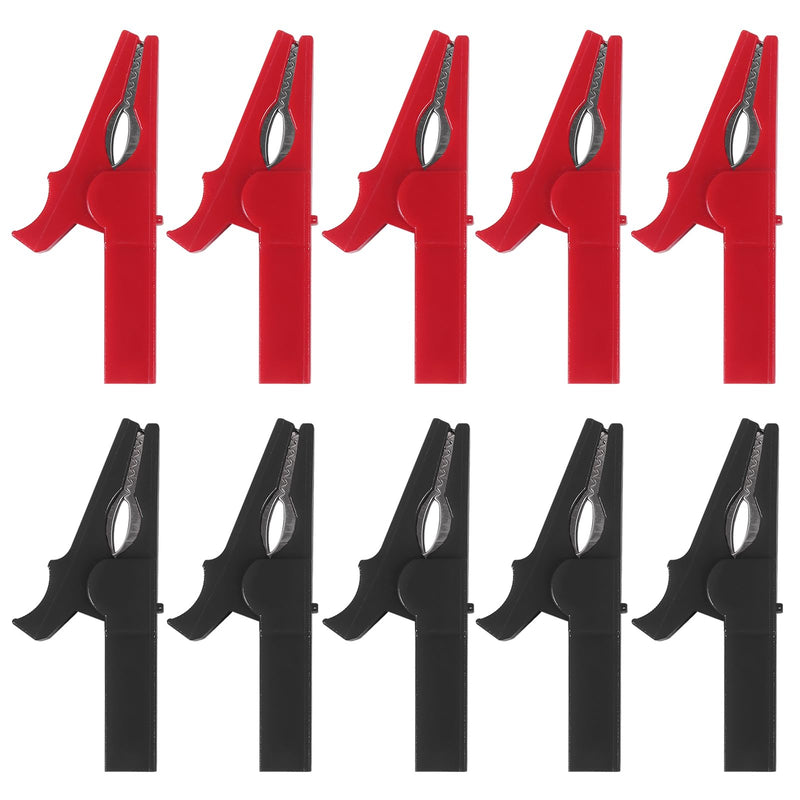 [Australia - AusPower] - 10Pcs Full Insulated Alligator Clips, 30A Safety Test Alligator Clips with 4MM Banana Jack Copper Test Clamp Wire Clip for Car, Electrical testing, Battery Connect 