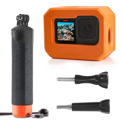 FitStill Floaty Soft Foam Case&Floating Hand Grip Stick Set for Go Pro Hero 13/12/11/10/9 Black,Snorkeling Surfing,Wakeboarding Protective Cage housing Shell Cover Action Camera Accessories Kit Hero 9/10/11/12/13 Black Frame Kit