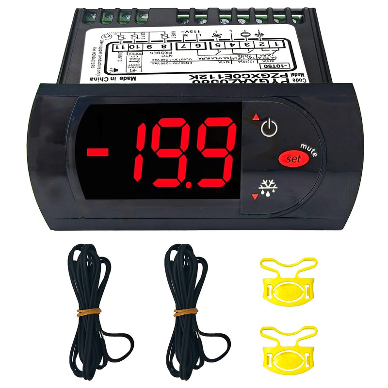 PZGXC0E112K Digit Temperature Control Thermostat with Temperature Sensor Probes 115v Fit for Carel/Main Street Equipment BMR-23-F BMR-49-F,IR33F0AHA0, IR33FOAHAO, PYGXAZ0586, IMGX1J0563, 17819471