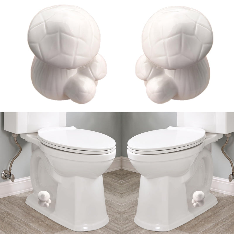 ZUNON Toilet Bolt Caps, Decorative Toilet Bolt Covers, Ceramic Cute Frog Covers Toilet Bolts Bathroom Decor Easy Installation Set of 2 (White Mushroom 2PCS) White Mushroom 2pcs
