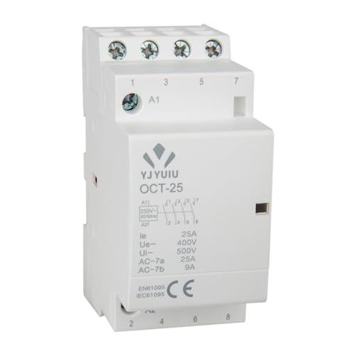 AC contactor OCT25, 4-pin, 25A 4NO, 220V/240V coil voltage AC contactor, DIN rail 35 mm