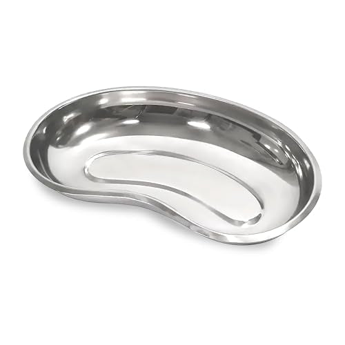 HaseMed Stainless Steel Kidney Bowl, 1 Piece, 250 x 130 x 30 mm, 600 ml, Shiny Silver, Rustproof, Autoclavable & Reusable, Instrument, Surgical & Hygiene Bowl for Clinic & Practice