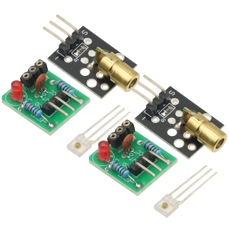 [Australia - AusPower] - 2Pcs Laser Receiver Sensor Module + 2Pcs KY-008 Laser Module Transmitter for AVR Electrical Equipment Tools 