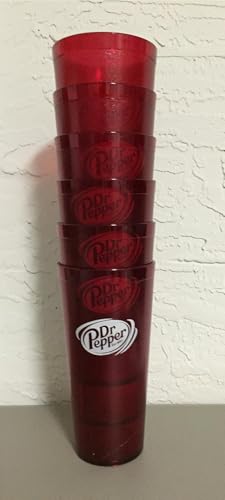 BRODYS Compatible With 6 Dr. Pepper Red Plastic Tumblers Cups 32oz