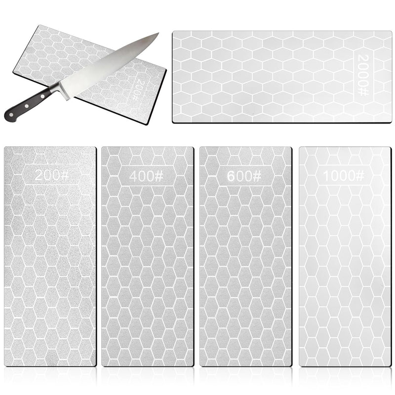 5 x Diamond Whetstones 200/400/600/1000/2000 | Diamond Knife Sharpener Sharpening Stone Plate Diamond Plates Chef's Knife Grinding for Kitchen Appliances and Outdoor Use