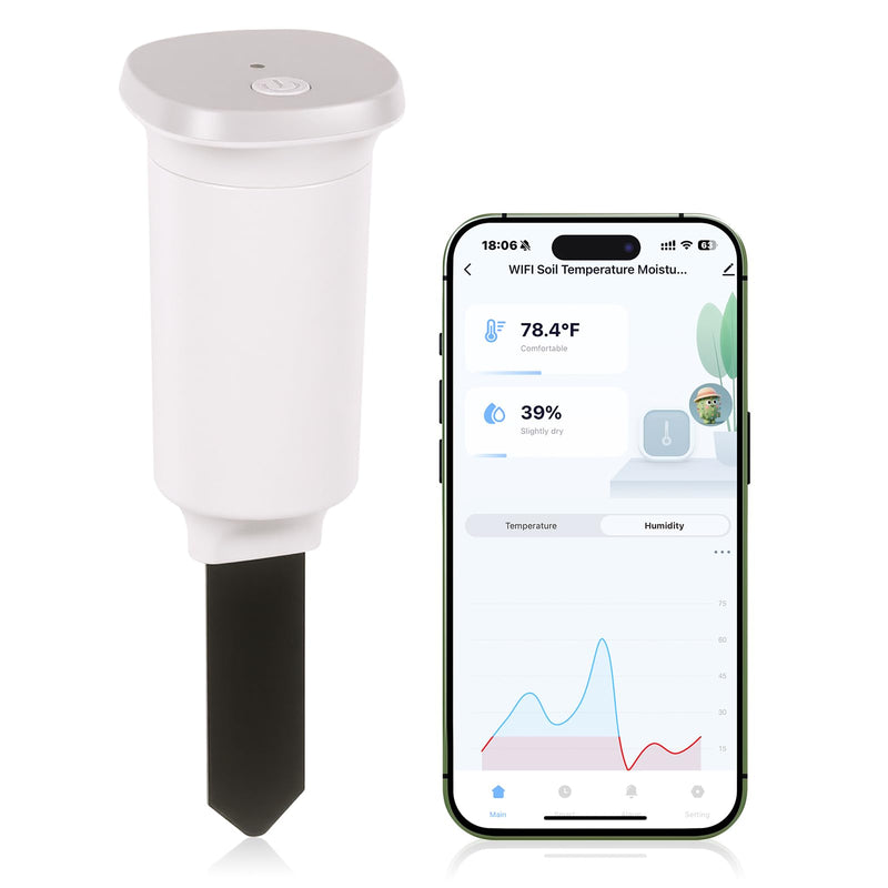 [Australia - AusPower] - Digital Soil Moisture Meter WiFi for Plants 2-in 1 Soil Moisture/Temperature Meter with App Remote Monitor for Outdoor/Indoor Plants Wireless Smart Soil Moisture Sensor Plant Water Meter Accessories White-Wifi Soil Moisture Meter 