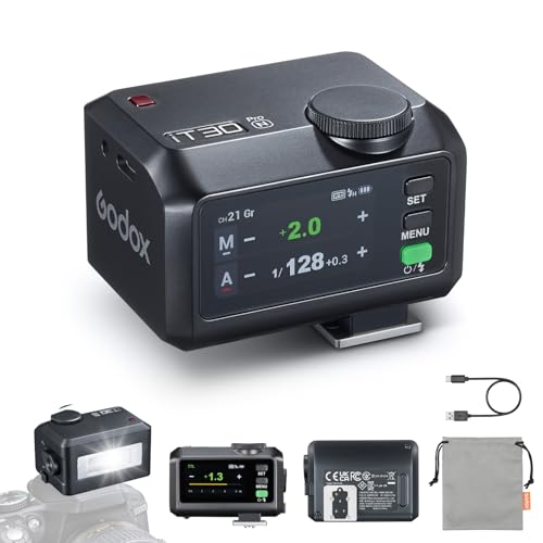Godox iT30Pro N iT30Pro-N Flash for Nikon, 2.4G Mini Nikon Flash HSS 1/8000s, 560 Full Power Flashes, 2.8" Full-Color Touchscreen, TTL Auto-Exposure, Built-in Diffuser and Lithium Battery(Black) iT30ProN for Nikon