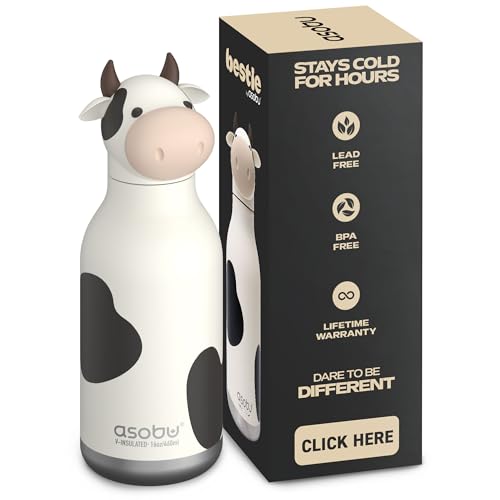 asobu Bestie Cow Water Bottle, Cute Collectible Character, BPA Free WILLOW THE COW