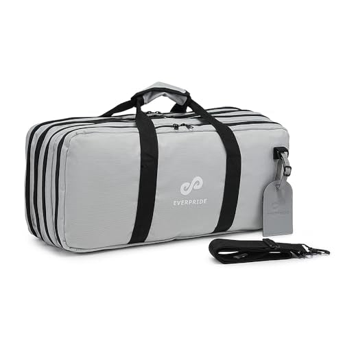 EVERPRIDE 4 Pocket - Gray - Chef Knife Bag Holds 20 Knives 4 Storage Compartments,Professional Culinary Case with Shoulder Strap, Black, Laptop/Tablet Padded Slot - Knives Not Included