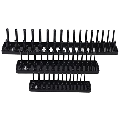 Ymiko 3-piece socket set tool trays with deep and standard socket holders for 1/4, 3/8, and 1/2-inch sockets