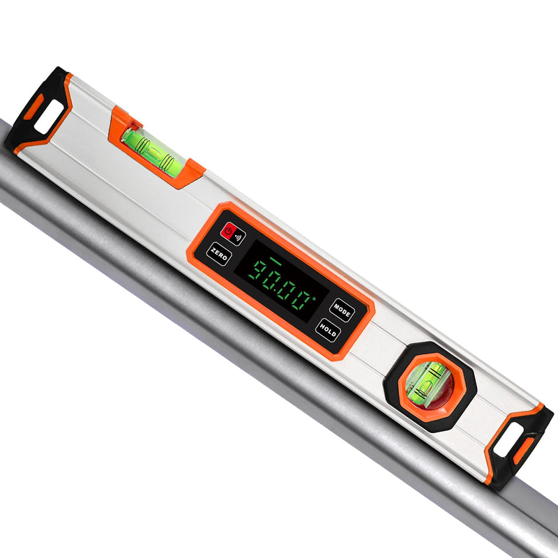 [Australia - AusPower] - 15.7-Inch Digital Torpedo Level & Angle Finder – IP54 Waterproof Inclinometer with Backlit LCD, V-Groove Magnetic Base, 0.1° Accuracy – for Construction, Woodworking, Metalworking（Orange) Orange 
