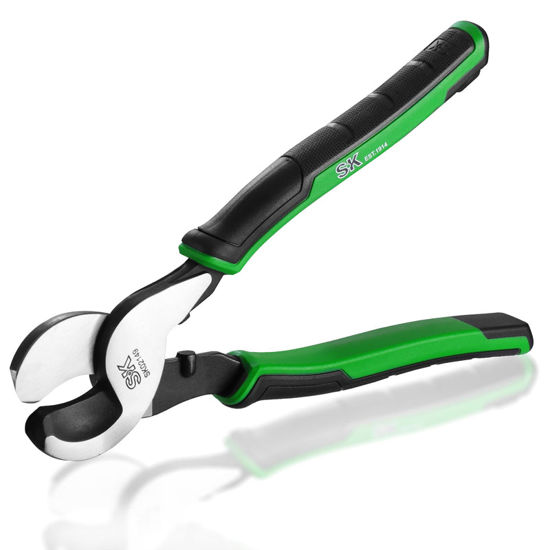SK 9.5-Inch Cable Cutter, Heavy-Duty Wire Cutter, High Leverage Cable Cutting Pliers with Knurled Handle, Premium CR-V Steel, for Aluminum, Copper, Wire, and Communications Cable