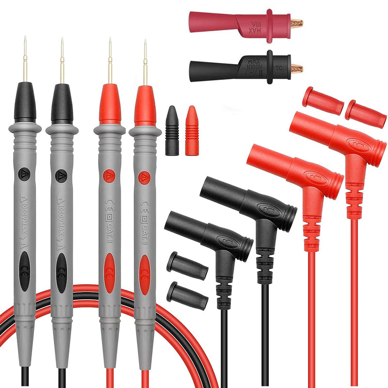 [Australia - AusPower] - Banana Plug Multimeter Test Leads Kit,1000V 20A Digital Multi Meter Clamp Tester Probe Test Probes Leads for Multimeter Electronic Test Leads Accessories (6 pcs) 